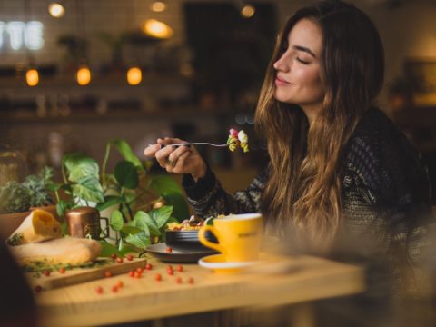 Woman eating on diet